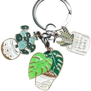 Crazy Plant Lady Key Chain Bag Charm Succulent Nature Green Leaves **Free Add On